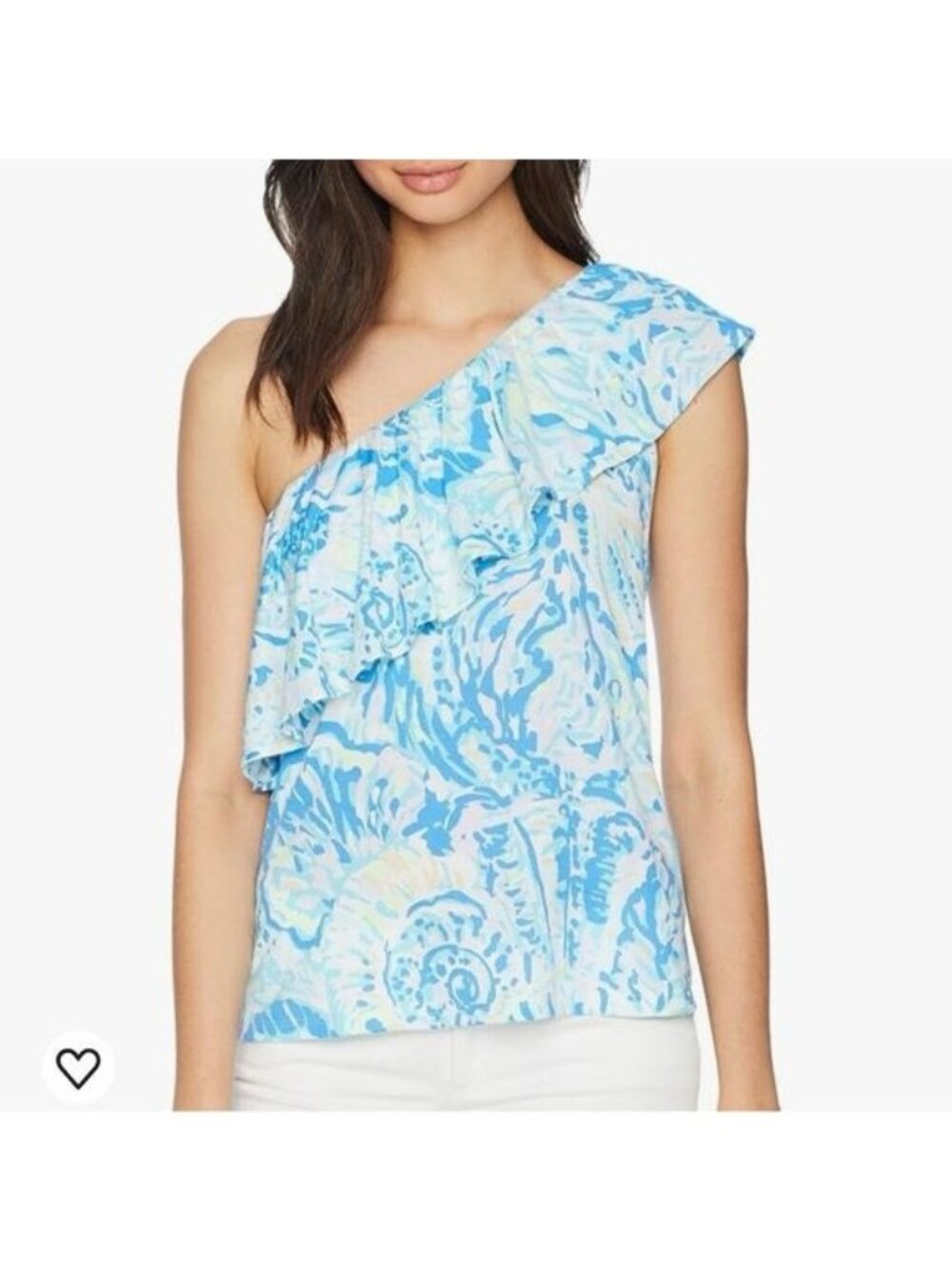 Lilly Pulitzer Matteo One Shoulder Top Blue Salty Seas Size S Coastal Preppy